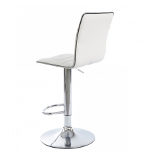 Taburete de diseño pata cromada asiento simil piel en blanco o